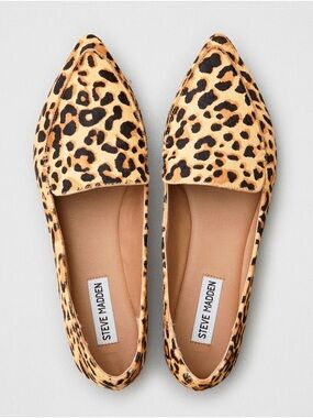 Steve Madden Leopard-Print Pointed Toe Flats - Tan & Black